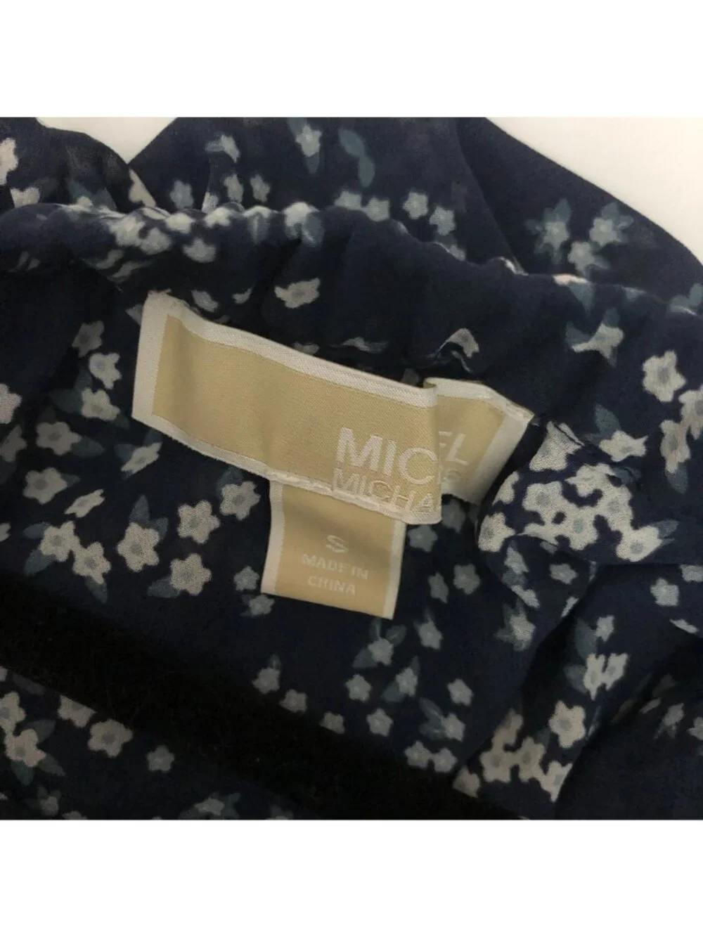 Michael Michael Kors Floral Off-The-Shoulder Navy Top Small 100% Polyester
